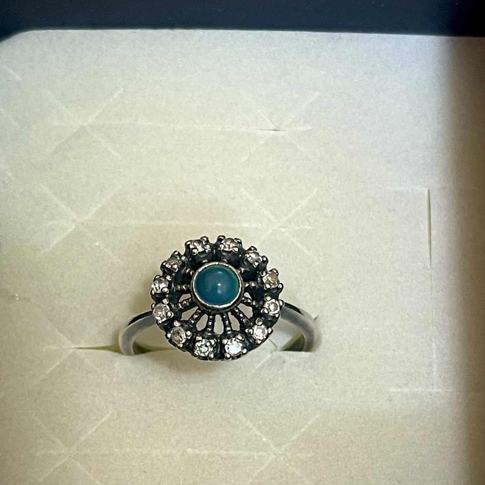 Vintage Russian Soviet Sterling Silver 925 Ring Turquoise , Women's Jewelry 9.5 - Picture 2 of 6